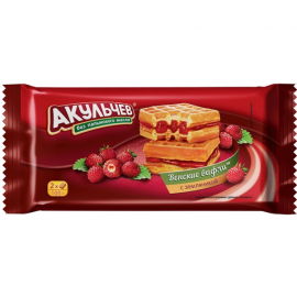 Akulchev viennese waffle with strawberry flavor/22x100g