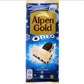 AG chocolate bar "Two Chocolates" with vanilla flavor and Oreo cookie pieces/19x85g
